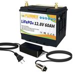 12V 60Ah LiFePO4 Lithium Battery, Over 8000+ Rechargeable Deep Cycle, Grade A Battery Cells with Built-in Upgraded BMS, for Solar, Marine, Boat, Fishfinder, RV, Camping, Backup Power