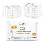 Naty Baby Wipes XXL | 98% Water, Hypoallergenic & Natural for Sensitive Skin | Unscented, Plant-Based, Fragrance-Free | Newborn & Toddler Wipes | 600 Count (12 Packs)