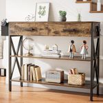 Gizoon 39" Console Table with 2 Drawers, Industrial Entryway Table with 3 Tier Storage Shelves, Narrow Sofa Table for Entry Way, Hallway, Couch, Living Room, Kitchen (Rustic Brown)