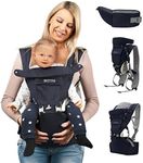 Ergonomic Baby Carrier with Hip Seat - 11-in-1 Toddler Carrier Upto 50 lbs, from 3 Months to 3 Years - Baby Holder Carrier - Blue