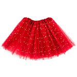 Sibba Tutus Skirt 3-Layer Sparkle Tulle Ruffle Layered Ballet Dress Dance Infrant Girls Kids Toddler Outdoor Clothing Costume (Red)