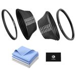 18-Piece Filter Ring Adapter Set - 9X Step-Up Rings and 9X Step-Down Rings for Lens Filters, Lens Hoods, and Lens Converters - Includes 4X Microfiber Cleaning Cloths (7x6 Inches)