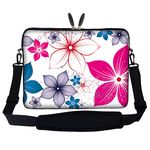 Meffort Inc® 15 15.6 inch Laptop Sleeve Bag Carrying Case with Hidden Handle & Adjustable Shoulder Strap for 14" - 15.6" Notebook PC - Flower Leaves Design
