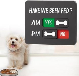 EliteSign Dog Feeding Reminder Sign with Magnet, Pet Feeding Tracker with Have We Been Fed, Acrylic Slider Sign for Fridge, AM PM Feed Chart Sign with Yes No Option, Black with 2 Stickers, 4.7" x 3.9"