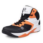 Bacca Bucci® Men's Wager Basketball Shoes with Natural Rubber Sole & Breathable Upper- Orange/White, Size UK9