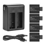 D&F Dual Battery Charger with 4 Pack Replacement Battery 3.7V 900mAh Li-ion Compatible with SJCAM SJ4000 SJ5000 SJ6000 M10 Action Camera