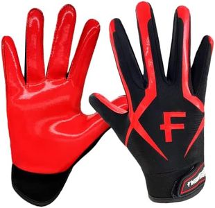 FINGER TEN Football Receiver Gloves Men Adult Receiving Gloves Pro 2.0 Grip Gloves Breathable in White Red Black Blue Small Large Medium X-Large (A-Red, X-Large)