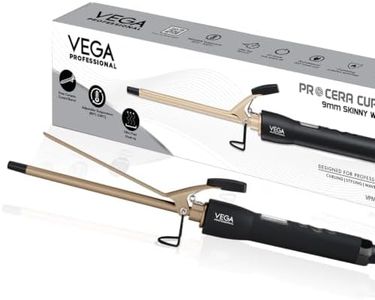 VEGA PROFESSIONAL Pro Cera Curls 9mm Barrel Hair Curler with LCD Display, Ultra Fast Heatup, Adjustable Temperature for Long Lasting Curls, Salon, (VPMCT-07), Black