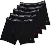 RALPH LAUREN POLO Classic Fit Boxer Briefs - 5 Pack (Black), Black, L