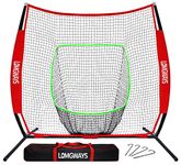 LOMGWAYS 7'x7' Baseball Practice Net for Hitting and Pitching, Portable Softball Net for Batting with Carrying Bag