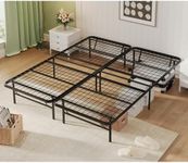 topfresh Foldable Bed Frame Heavy Duty Metal Platform Bed Frame Full Size Bed Frame Underbed Storage 14 Inches High Bed Frame No Box Spring Needed Black Sturdy Steel Bed Frame