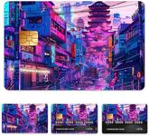 Peacoblue Credit Debit Card Skin Sticker Cover Anime City Scene, Waterproof Scratch-resistant and Attractive Card Skin Custom 4 Styles for Credit, Debit, Transportation Card