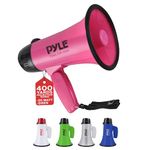 Dana Trading Company Portable Megaphone Speaker Siren Bullhorn - Compact and Battery Operated with 20 Watt Power, Microphone, 2 Modes, PA Sound and Foldable Handle for Cheerleading and Police Use - Pyle PMP24PK (Pink)