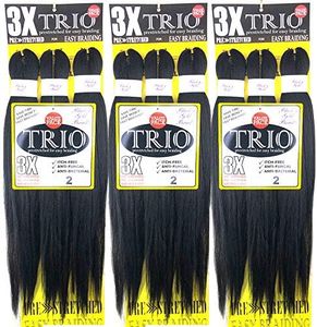 BNG 3X Pre-Stretched Braiding Hair, 28" Professional Itch Free Synthetic Fiber Braids Hair Extensions for Easy Braid, 3 PACKS (9 bundles), (#2 Dark Brown)