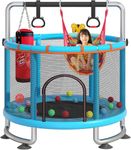RSXMAX 60" Trampoline for Kids, 5FT Indoor Outdoor Adjustable Gymnastics Bars, Kids & Adults Trampoline with Enclosure Net for Boys Girls Christmas Birthday Gifts