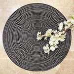 ST SAPROSE ® Polypropylene Multipurpose Braided Round Table Mat (1 PC Pack, 40 cm) Dinning Place mats, Side Table Mat, Doilies, Machine Washable Large Mat for Dining Table (15.5" Dia, Black-Grey)