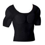 Ypnrd Fake Muscle Suit Shirt Men Invisible Simulation of Fattening Thin Elastic Detachable Bottoming Shirt,Black,M