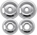 Beaquicy W10278125 W10196405 and W10196406 Chrome Drip Pan- Replacement for Ken-more and Whirlpool Range - 4 Pack - Includes 2 8-Inch and 2 6-Inch Drip Bowl Pans