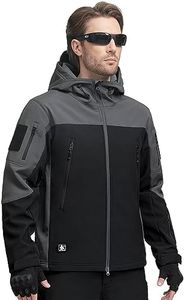 FREE SOLDIER Men's Outdoor Waterproof Soft Shell Hooded Military Tactical Jacket (BlackGray/M)