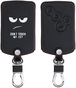 kwmobile Accessoire Clé de Voiture Compatible avec Renault 4-Bouton (Keyless Go Uniquement) - Coque de Protection en Simili Cuir - Don't Touch My Key Blanc-Noir