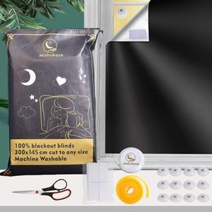 Mishukaze Tela Opaca para Ventanas, 300x145cm Cortinas Opacas con 20 Adhesivo 12 Ventosas para Protección Solar, Cortable Estor Opaco sin Taladrar para Termica Aislante Habitación/Ático/Coche