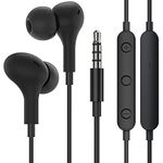 3.5mm Earbuds Wired Earphones In Ear Headphones with Microphone Compatible with Samsung Galaxy A52 A32 A42 5G A11 A12 A03 A21 A10e S9 , Moto E G Power / Stylus, Blu G90 Pro G50 TCL 20 SE Nokia (Black)