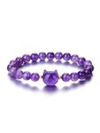 CrystalTears Amethyst Crystal Cat Bracelet for Women Men 8mm Crystal Stone Bead Bracelets Protection Healing Crystals Gemstones Stretch Bracelet Good Luck Bracelet Jewelry Cat Gifts for Women Girls