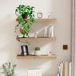 wyewye Wooden Floating Shelves Set of 3, Wall Mounted Rustic Shelves, Decorative Floating Shelf Length 40 cm, Wall Display Racks with Invisible Brackets for Bedroom, Kitchen, Living Room, Office