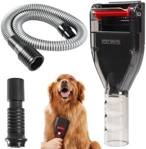 Portek Dog Hair Vacuum Attachment for Most Vacuums, Dog Shedding Brush Grooming Tool Kit with Long Extension Hose and Adapter (Universal)