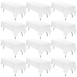 fani 12 Pack 60 x 126 Inch Tablecloth, White Polyester Tablecloth for 8 Ft Rectangle Tables, Stain and Wrinkle Resistant Washable Fabric Table Cover for Wedding Party Dining Buffet Parties or Camping