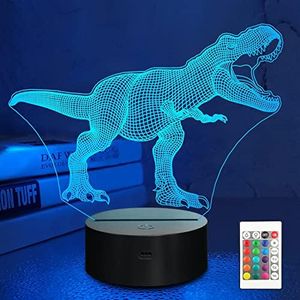 Dinosaur Night Light, Lampeez 3D T-rex Bedside Lamp with Remote Control 16 Colors Changing Kids' Room Décor Birthday Xmas Halloween Gifts for Child Baby Boy