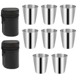 通用 8 Pcs Stainless Steel Shot Cups Metal Shot Glasses 30ml Mini Portable Wine Glass Travel Cup Camping Drinking Glasses Mug Coffee Beer Cup (435yt)