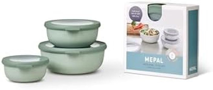 Mepal - Multischale Cirqula Round 3-teiliges Set - Vorratsdosen mit Deckel - Geignet als Aufbewahrungsbox, Kuhlschrank, Gefrierschrank & Mikrowellengeschirr - 350 ml, 750 ml & 1250 ml - Nordic Sage
