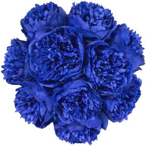 U'Artlines Artificial Peony Silk Flower with Stems 10pcs Real Look Vintage Peonies for Home Wedding Decoration (Navy Blue)