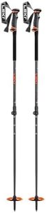 LEKI Helicon Lite Aluminum Adjustable Lightweight Ski Poles for Backcountry Skiing & Snowboarding - Dark Anthracite-Neonorange-Black - 110-145 cm