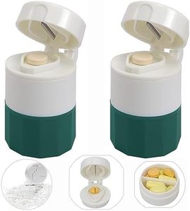 2 PCS Pill Cutter,Pill Crusher Splitter Grinder,[3 in 1] Multifunction Pill Splitter for Purse Pocket to Crushes Pills, Vitamins, Tablets, Supplements-Green