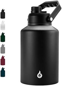 BJPKPK One Gallon(128 oz) Insulated Water Bottle, Dishwasher Safe Stainless Steel Thermos, BPA Free Jug with Ergonomic Handle & Anti-Slip Bottom, Large Water Bottle, Black