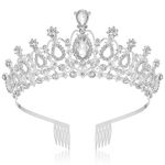 Makone Crystal Tiaras Crowns with Comb for Women, Queen Crown for Girls Bridal Birthday Prom Christmas Halloween Party