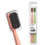 Perfora Dream White Toothbrush For Kids & Adults | With Activated Charcoal Bristle | Super Soft Bristles For Sensitive Teeth | Tooth Brush Combo Pack Of 2 - Peach Paradise & Lime Green