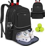 Pickleball Bag 2 Rackets for Women Men, Large Tennis Bag Tennis Backpack with Insulated Pocket and Ventilated Shoe Compartment to Hold Badminton Squash Racquets, Pickleball Paddles and Balls Accessory