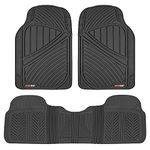 Motor Trend FlexTough Performance All Weather Rubber Car Floor Mats - 3 Piece Floor Mats Automotive Liners for Cars Truck SUV, Heavy-Duty Waterproof (Black)