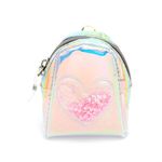 Chris.W Holographic Transparent Zipper Coin Pouch Bag Mini Heart Star Change Purse with Key Chain Clip for Women Girls