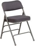 Flash Furniture 2 Pack HERCULES Series Premium Curved Triple Braced & Double Hinged Gray Fabric Metal Folding Chair