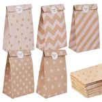 Elvielsl 40Pcs Paper Party Bags, Party Favor Bags Brown Kraft Paper Bags Small Paper Bags Goodie Bags Candy Gift Bags with Thank You Stickers for Kids Party, Birthday, Wedding, Party Favors, Christmas, Baby Showers