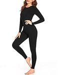 Ekouaer Womens Thermals Underwear Micro Fleece Lined Long Johns Cold Weather Long Sleeve Base Layer Sets Black M