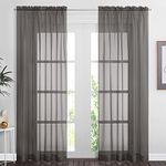 NICETOWN Grey Sheer Voile Curtain Panels - Solid Window Sheer Curtains with Rod Pocket for Living Room/Bedroom (2 Panels, W60 x L84, Grey)