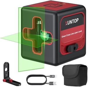 XUNTOP 100Ft Laser Level Self Leveling (±3°) with ±1.5mm/5m Accuracy Green Cross Laser Level with Magnetic Bracket and Pouch for Picture Hanging Wall Floor Tile Construction (Class 2, <1mW Output)