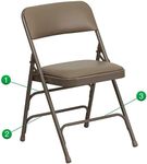 Flash Furniture 4 Pack HERCULES Series Curved Triple Braced & Double Hinged Beige Vinyl Metal Folding Chair