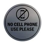 Signs ByLITA Circle No Cell Phone Use Please Sign (Brushed Silver) - Small