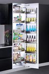 Avocetmobily SS Pantry Unit Storage System - Cabinet Width 450mm 12 Baskets (Alloy Steel,Silver)